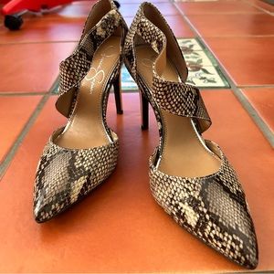 Snake heels by Jessica Simpson. Only worn to try on!